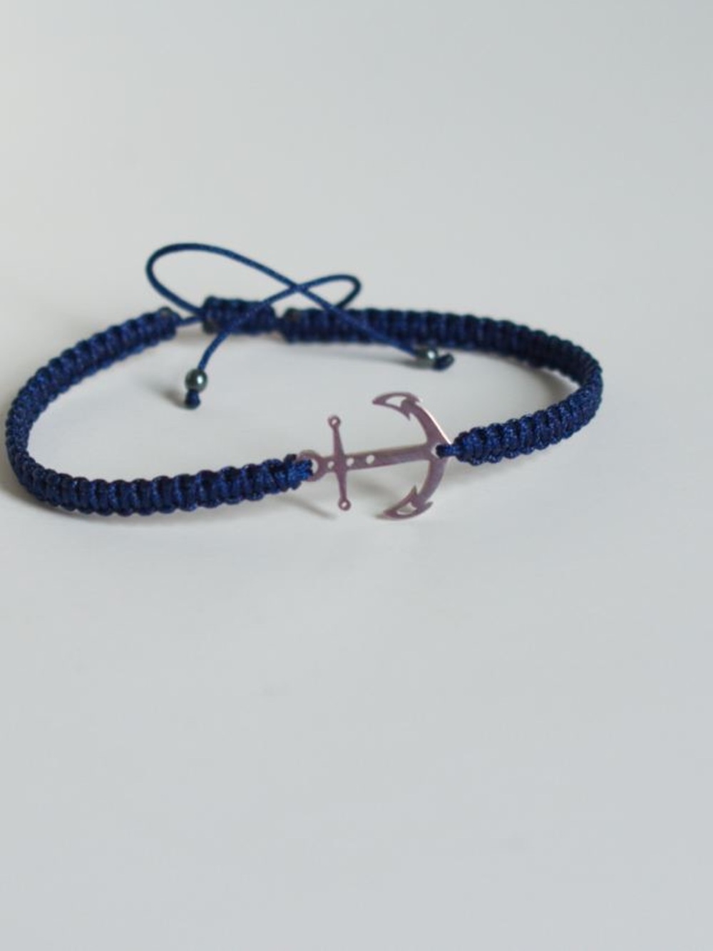 Navy Anchor Cord Bracelet - Unbranded